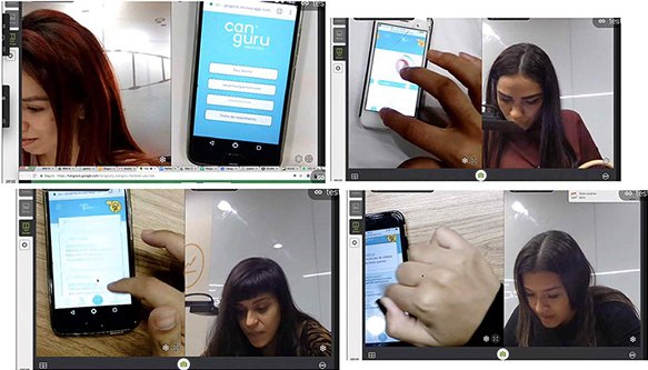 Usability testing sessions with users holding the prototype