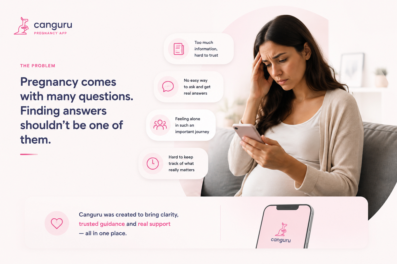 User flow of the Canguru pregnancy app