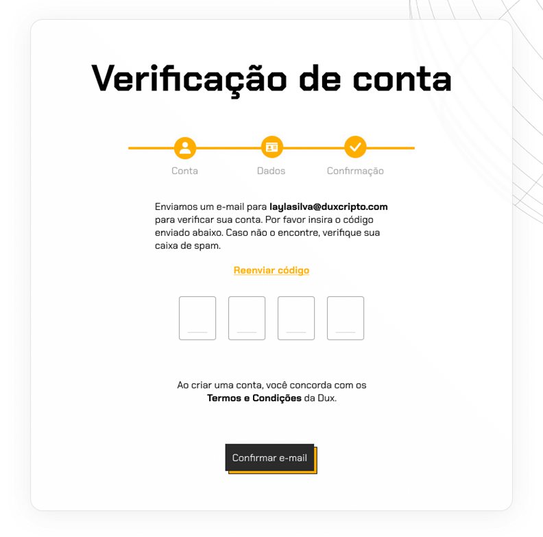 Account verification screen