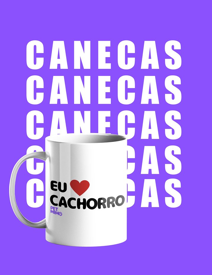 Canecas banner with an Eu ♥ cachorro mug