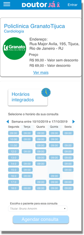 Integrated schedule showing real available time slots