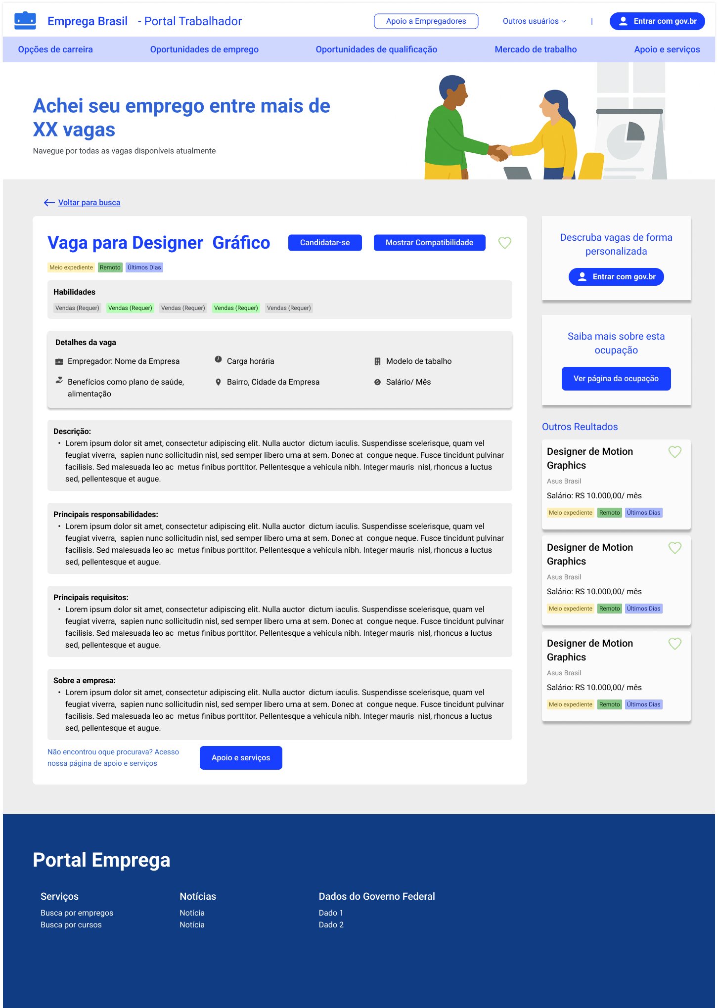 Job detail screen for a design role