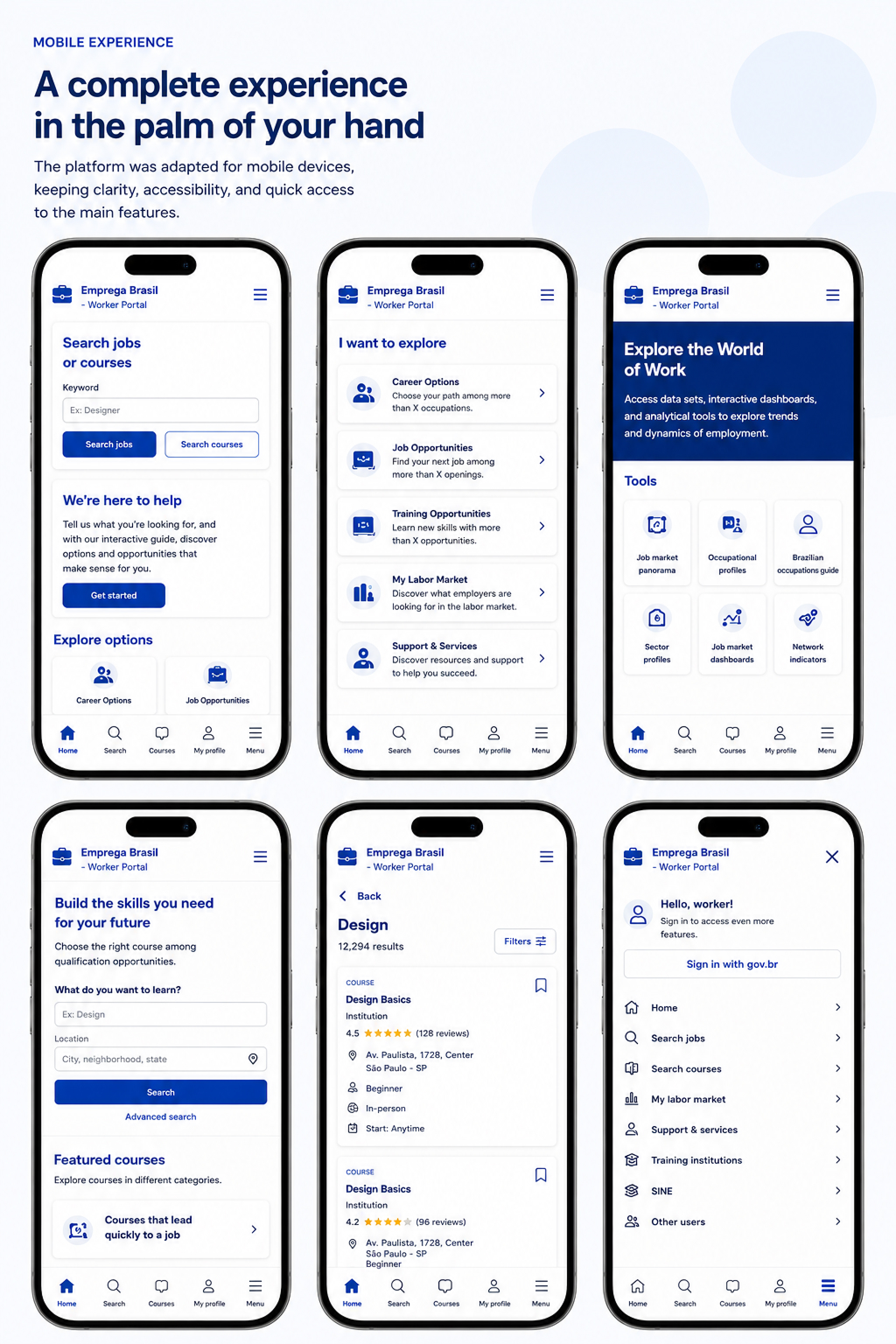Mobile version of the Emprega Brasil project