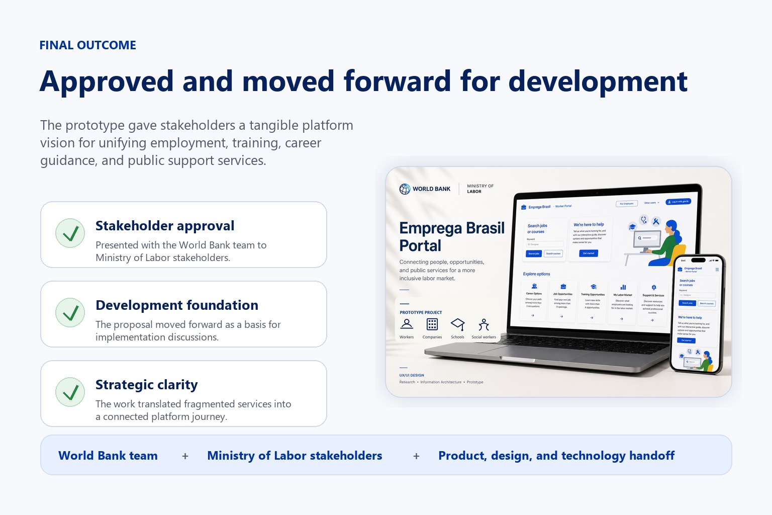Final outcome image describing stakeholder approval and development handoff